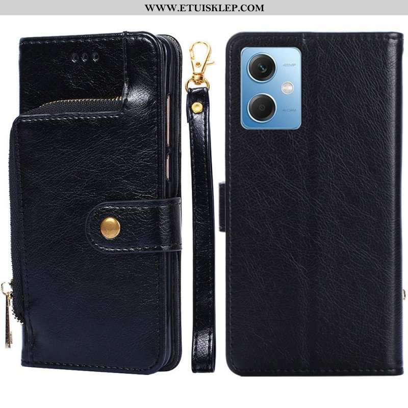 Etui Folio do Poco X5 5G Zapinana Na Zamek Portmonetka